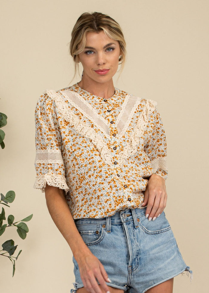 BLAIR FLORAL BUTTON DOWN BLOUSE