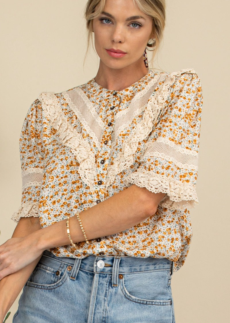 BLAIR FLORAL BUTTON DOWN BLOUSE