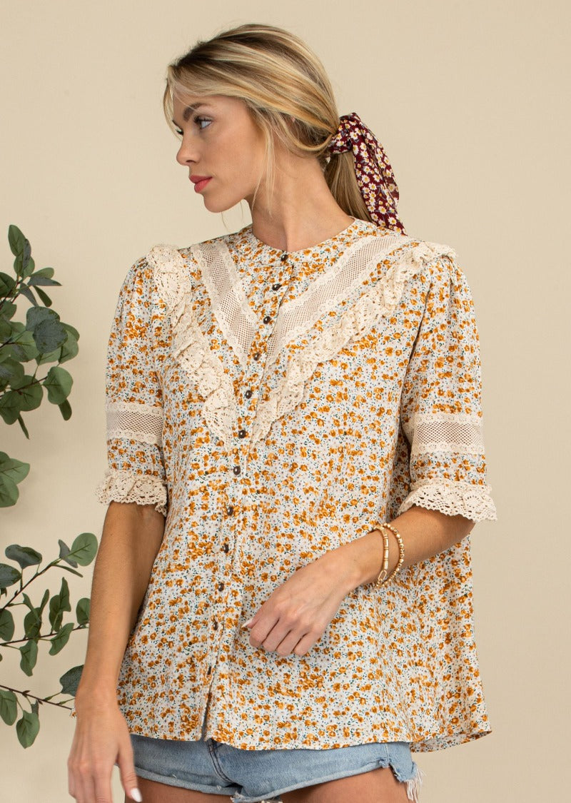 BLAIR FLORAL BUTTON DOWN BLOUSE