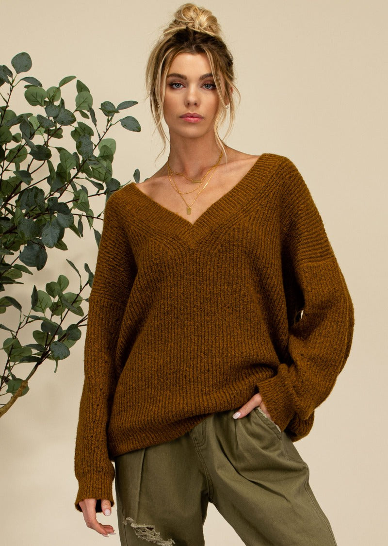 EMMA LONG SLEEVED V-NECK SWEATER