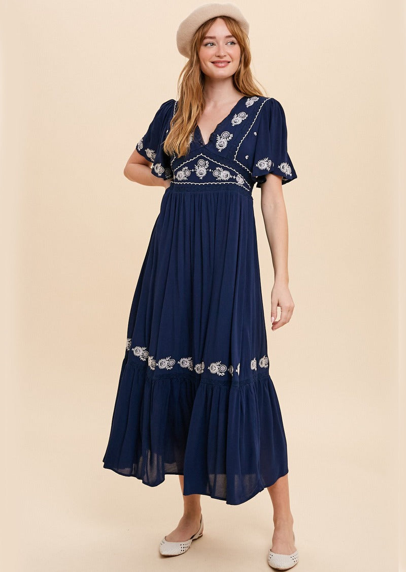 MILLIE EMBROIDERED LONG DRESS