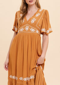 MILLIE EMBROIDERED LONG DRESS