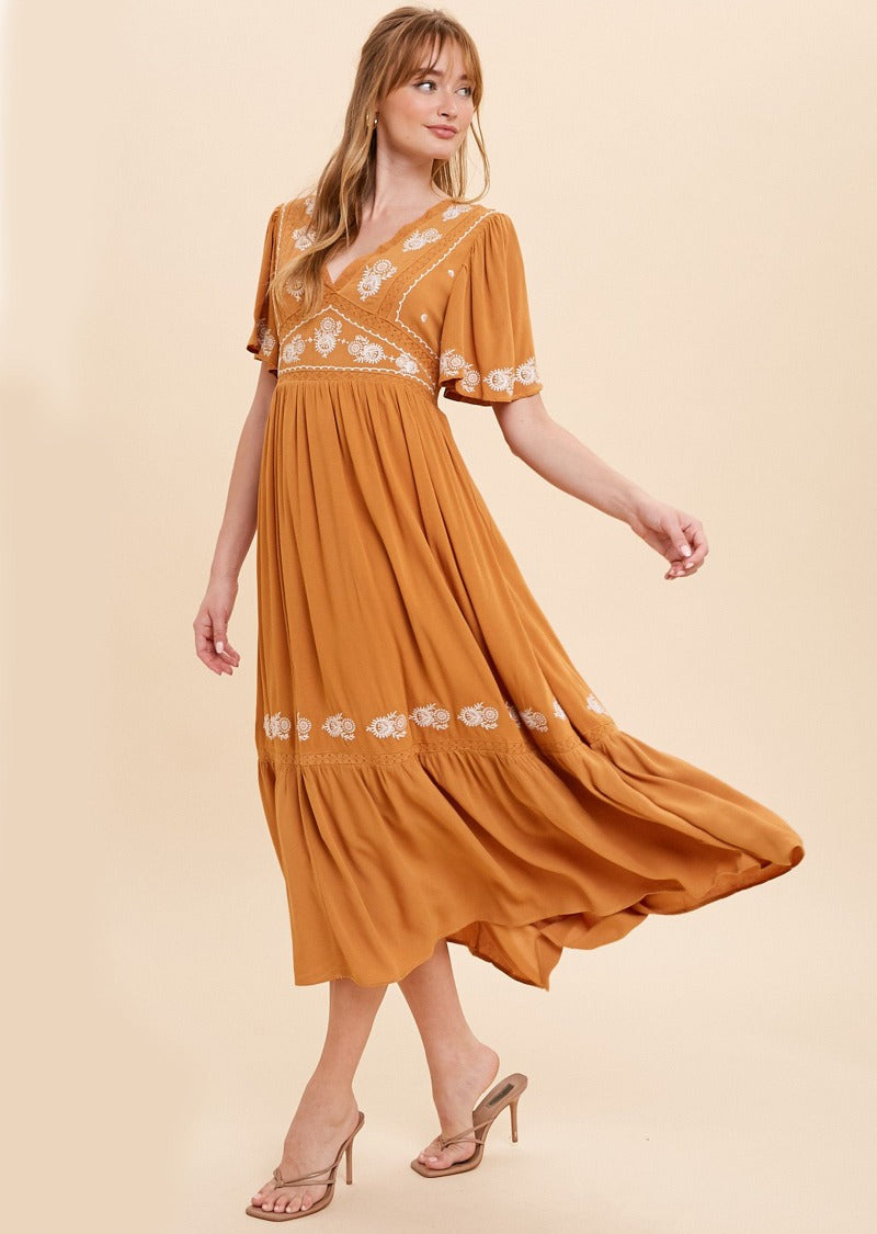 MILLIE EMBROIDERED LONG DRESS